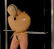 latex sex pain tube rubbing with pussy latex lover
